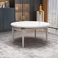 Elegant Round White Marble Dining Table With Light Legs On Gray Rug 3d model
