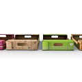 Colorful Decorative Storage Boxes With Open Lids And Various Patterns 3d model