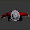 3D Game Character Wearing Red Coat Black Pleated Skirt With Hat Badge And White Socks