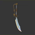 Ornate Fantasy Sword With Golden Decorative Hilt And Shiny Blue Blade Design