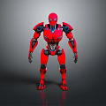 Red Robot Character With Blue Accents And Futuristic Mechanical Design