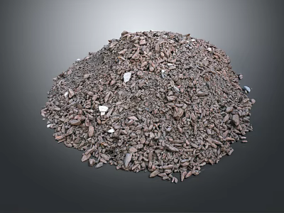 Pile of Dark Brown Scrap Metal with White Fragments Industrial Waste 3d model