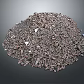 Pile of Dark Brown Scrap Metal with White Fragments Industrial Waste