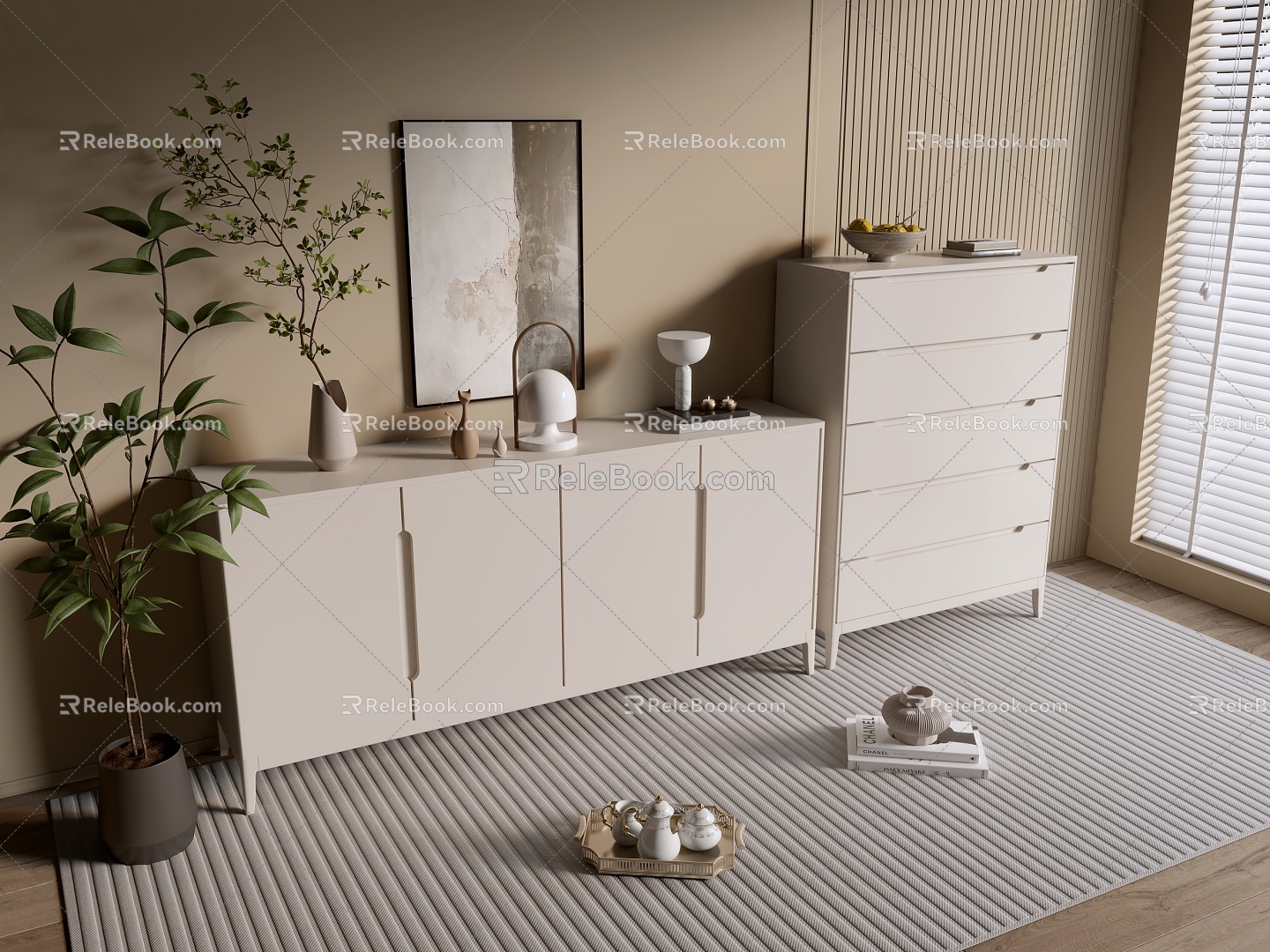 Modern Cream Style Cabinet Whole Cabinet Sideboard Cabinet Balcony Cabinet Storage Cabinet Entrance Cabinet 3d model