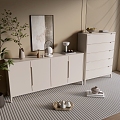 Modern Cream Style Cabinet Whole Cabinet Sideboard Cabinet Balcony Cabinet Storage Cabinet Entrance Cabinet 3d model