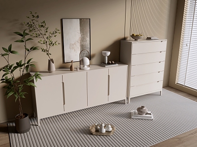 Modern Cream Style Cabinet Whole Cabinet Sideboard Cabinet Balcony Cabinet Storage Cabinet Entrance Cabinet 3d model