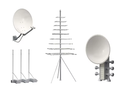 Industrial Communication Equipment Featuring Satellite Dishes Directional Antennas And Receivers 3d model