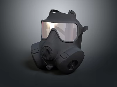 Black Protective Gas Mask With Clear Goggles For Respiratory Safety Gear 3d model