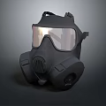 Black Protective Gas Mask With Clear Goggles For Respiratory Safety Gear
