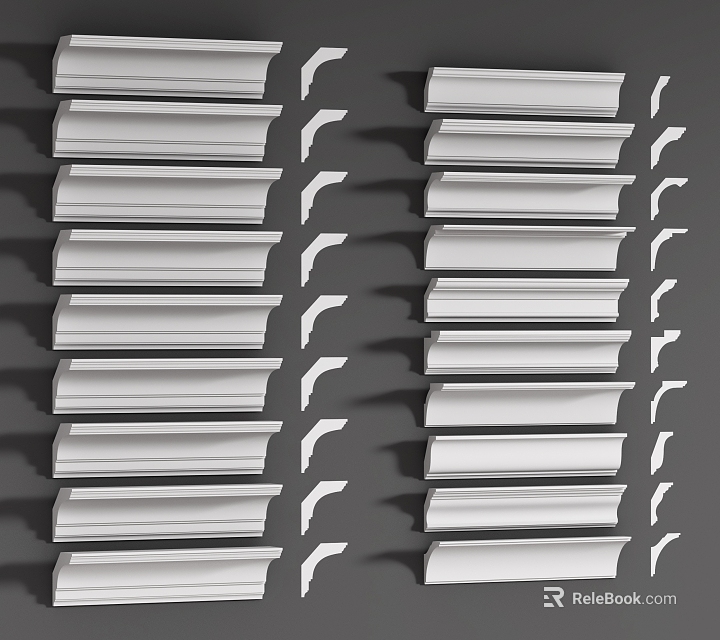 White Decorative Corner Molding Trim Pieces For Home Interior Renovation Projects 3d model 