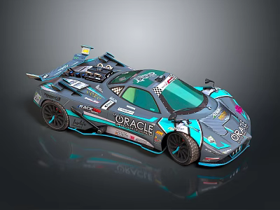 ORACLE Teal And Gray Race Car With Aerodynamic Body And Racing Livery Number 20 3d model