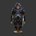Lion Creature Character With Blue Mane And Armor Front Back Views 3d model