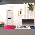 Modern Advertisement Board Displaying White and Black Tingwo Small Square Sugar Dishwashers with Green Plants