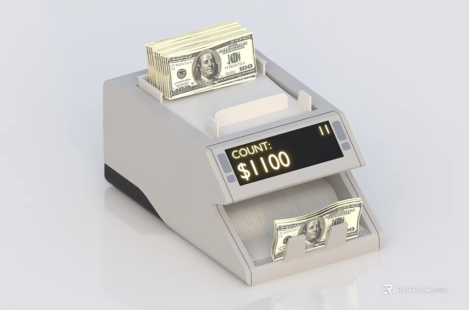 Public Facility Money Counter Counting US Dollar Bills With Displayed Amount 3d model 