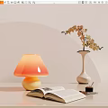 Modern Cream Style Table Lamp Cream Table Lamp Table Lamp Ornaments Green Plant Ornaments Combination 3d model