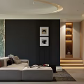 Modern Living and Dining Room Interior Design With Open Concept Sofa Coffee Table And Cabinets