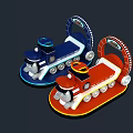 Electric Toy Train Blue and Red Cute Design for Kids Playtime Fun