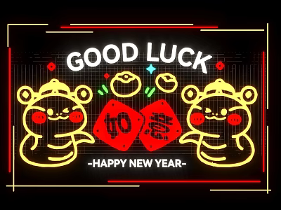 Year of the Snake Neon Cartoon Snake Decorative Lights 2025 Neon Year of the Snake Decorative Lights 3d model