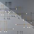 Modern Geometric Chandeliers With Metal Frames White Bulbs And Light Shadow Effects 3d model