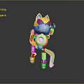 Cartoon Cat Robot Assistant Robot Butler Robot Butler 3d model