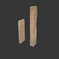 Two Brown Textured Rectangular Pillars With Different Heights On White Background
