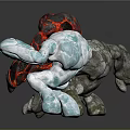 Three Stone Lava and Ice Elemental Humanoid Creatures as Fantasy Characters 3d model