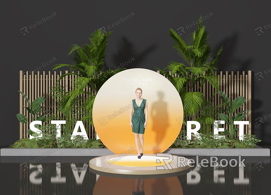 Landscape Plant Beauty Landscape Plant Stage Beauty Exhibition Area Plant Window Photo Area Green Plant Commercial Landscape Photo Wall model