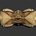 Ornate Golden Hardware Axe With Intricate Wing Design And Carved Handle
