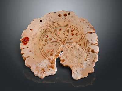 Ceramic Decorative Ornament Set With Leaf Pattern Hollow Design And Natural Color Tone 3d model