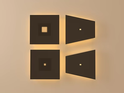 Modern Minimalist Wall Lamps With Geometric Square Triangle Black Design On White Background 3d model