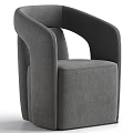 Modern Light Gray Upholstered Accent Chair With Curved Armrest And Comfortable Seat