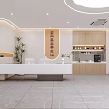 Modern Beauty and Hair Salon Interior Design with Reception Desk Wooden Cabinets and Green Plants