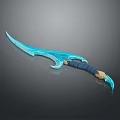 Blue Glowing Fantasy Blade With Golden Accents And Blue Hilt Elegant Design