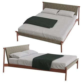 Jack Modern Fabric Casual Double Bed 18 3d model