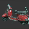Red Retro Vintage Scooter Featuring Black Seat And Classic Design Elements