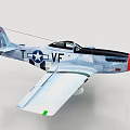 Vintage Fighter Jet With Red Nose Blue White Star Insignia White Fuselage And Green Stripes