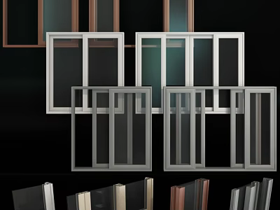 Modern Swing Door Frames With Glass Panels And Various Design Styles 3d model