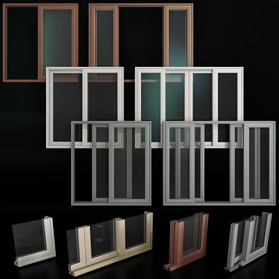 Modern Swing Door Frames With Glass Panels And Various Design Styles 3d model