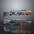 Futuristic Sci Fi Weapon Design With Orange And Blue Color Scheme And Advanced Features 3d model