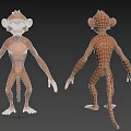 Detailed 3D Monkey Character Model With Front And Back View Renderings