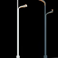 Modern Outdoor Street Lights With Curved Pole Design And Illuminated Heads