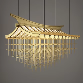 New Chinese shaped chandelier metal chandelier 3d model
