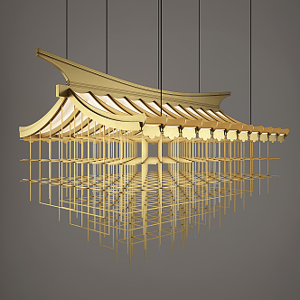 New Chinese shaped chandelier metal chandelier 3d model