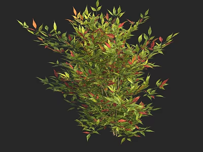 Lush Shrub With Vibrant Green And Red Leaves In Natural Growth 3d model