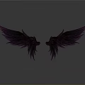 Symmetrical Purple Wings With Shiny Detailed Feathers On Dark Background Design