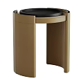 Modern Leather Bedside Table With Round Top In Beige Brown Dark Green And Gray