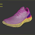 White Mesh Running Sneakers With Blue Pink Accents Yellow Detail And Cushioned Sole