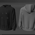 Fashionable Black And White Hoodie With Pocket Design Casual Loose Fit Clothing