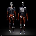 Male Robot Design With Mechanical Structure Blue Orange Components And Details