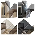 Elegant Modern Staircase With Glass Railing And Wooden Steps In Interior Design